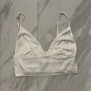Zara White Faux Silk Crop Top
